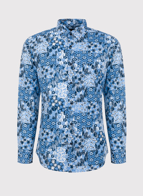 Niebieska koszula w hawajskie wzory