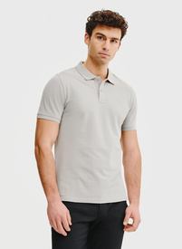 Gładki t-shirt polo w szarym kolorze