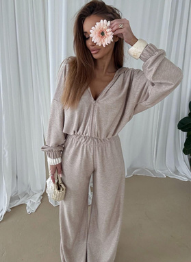 Komplet damski jodełka beżowa