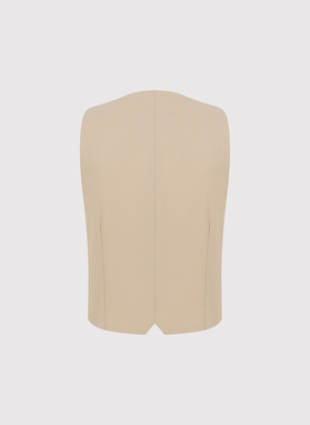 Beżowy wełniany garnitur męski