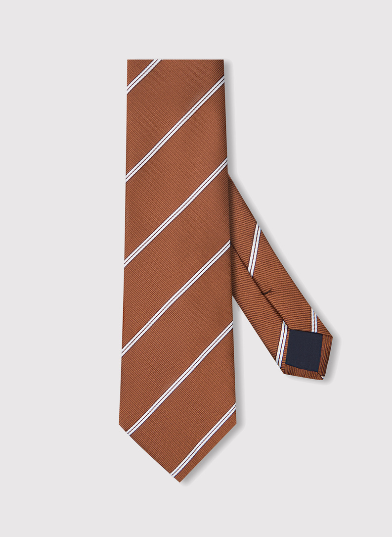 Brązowy krawat męski w skośne paski