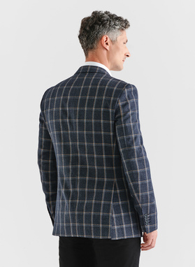 Granatowa casualowa marynarka męska w kratę