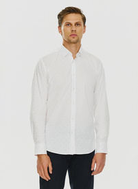 Biała męska koszula w mikrowzór