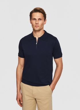 Granatowe polo z bawełny merceryzowanej