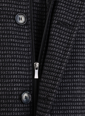 Szary płaszcz męski z odpinanym kapturem