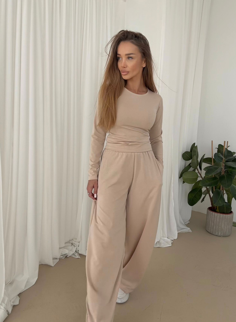 Komplet damski BARI LONG beżowy