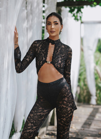 Czarny koronkowy kombinezon AURELIA JUMPSUIT