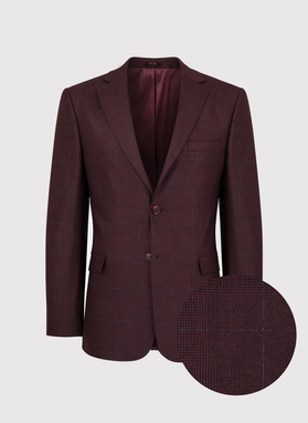 Bordowa marynarka garniturowa w subtelną kratę