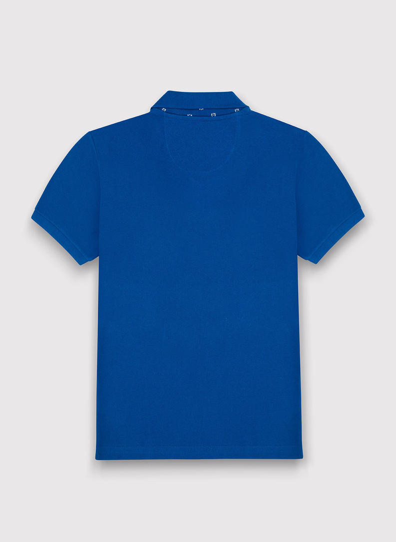 Gładki T-shirt polo w kolorze indygo