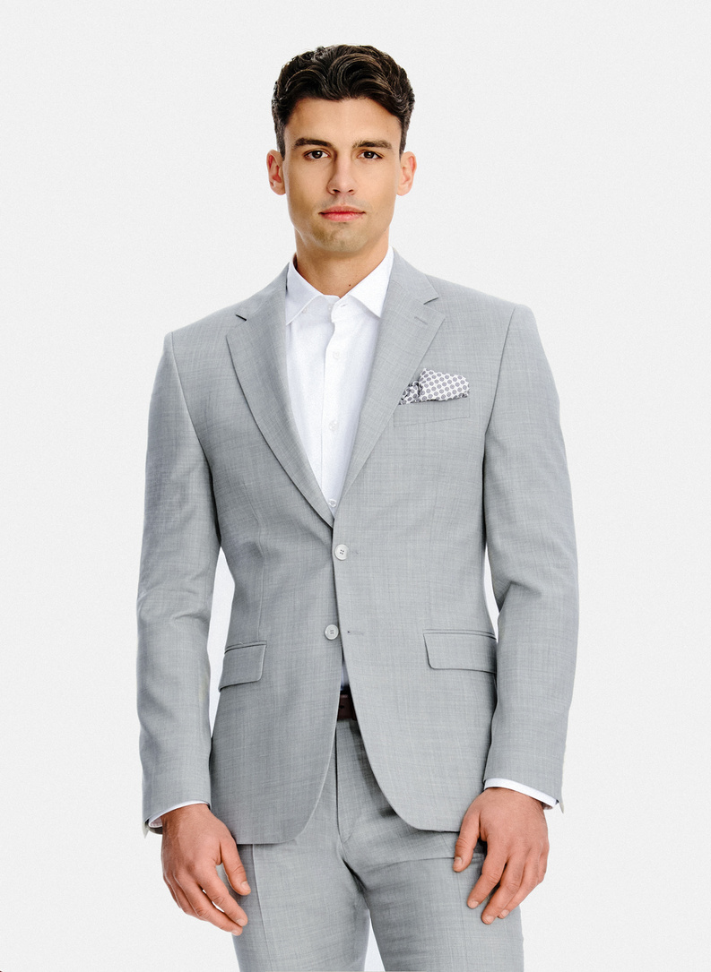 Szara marynarka garniturowa z wełny