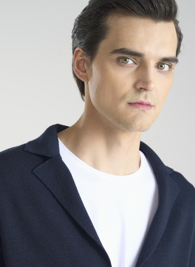 Dzianinowa wełniana marynarka męska