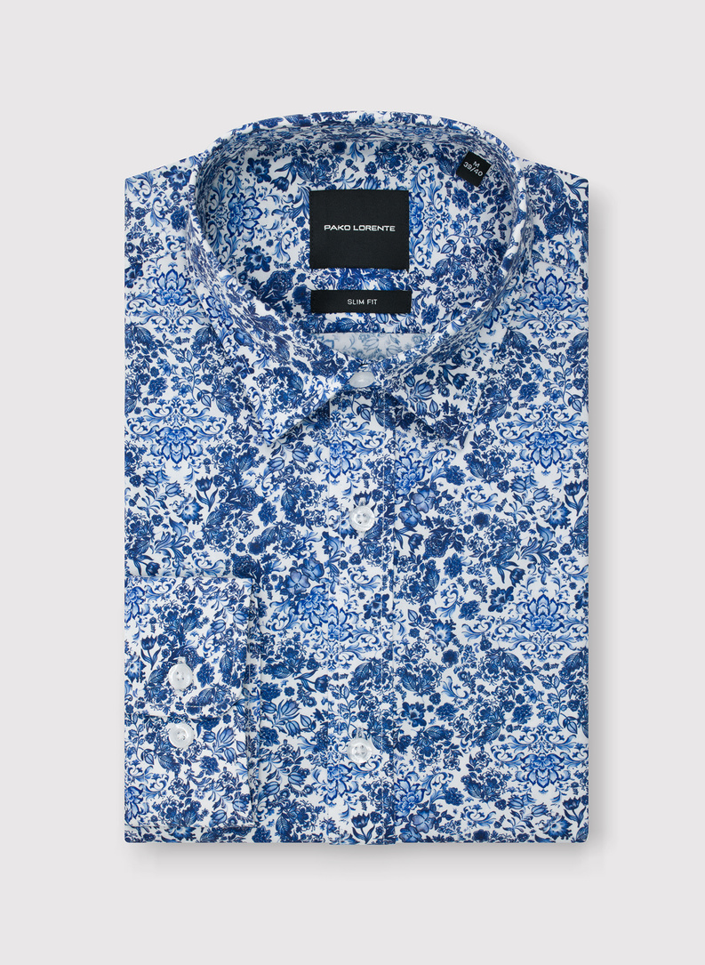 Koszula męska w niebieskie kwiaty