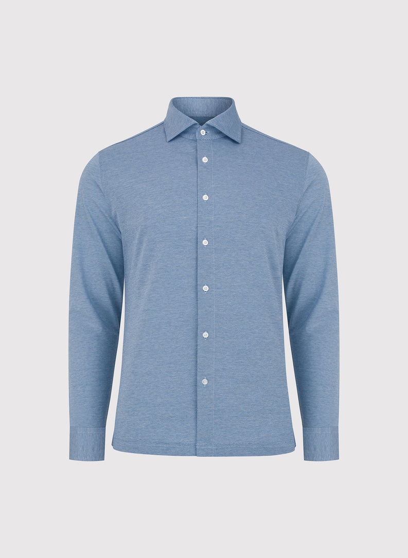 Jasnoniebieska dzianinowa koszula męska