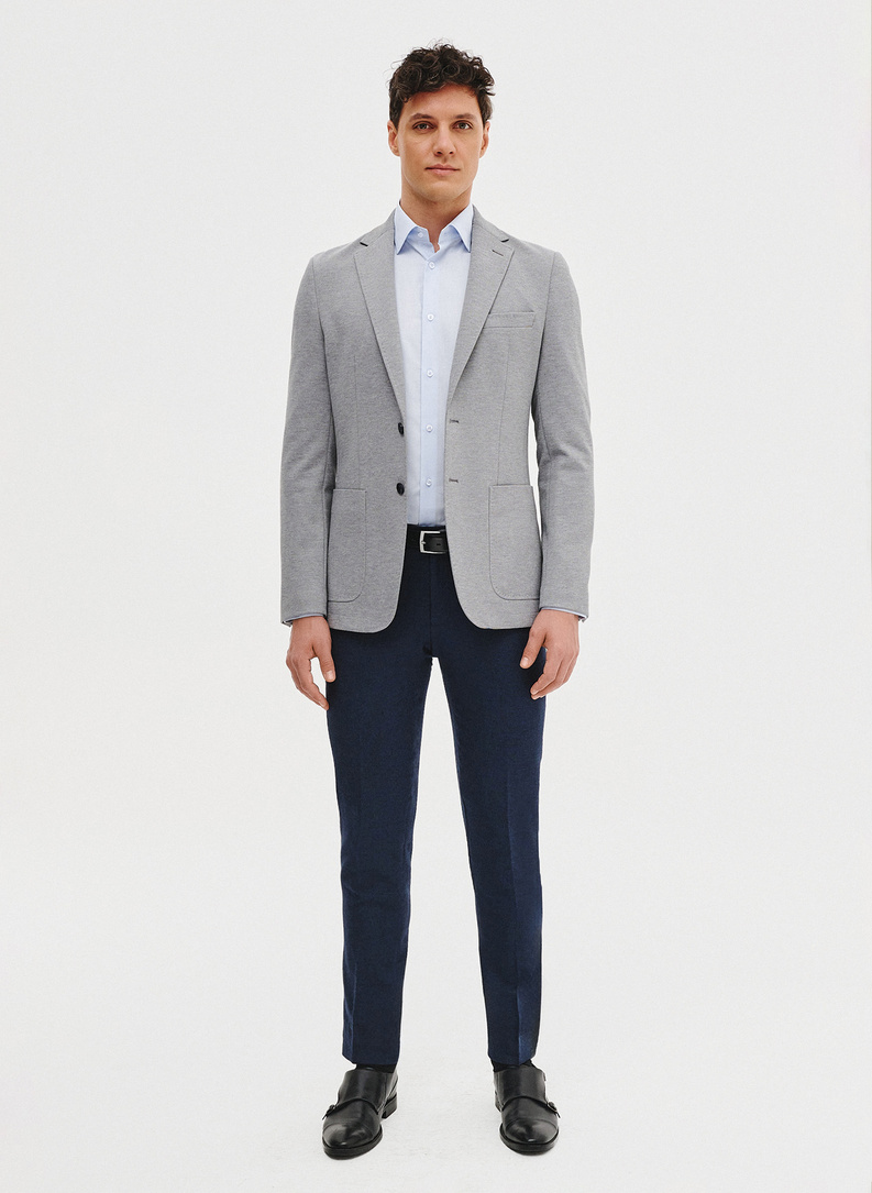 Jasnoszara marynarka z dzianiny