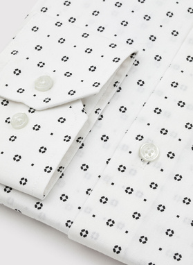 Biała koszula męska w drobny wzór o fasonie Slim Fit