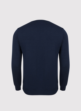 Granatowy sweter męski z wełny merino