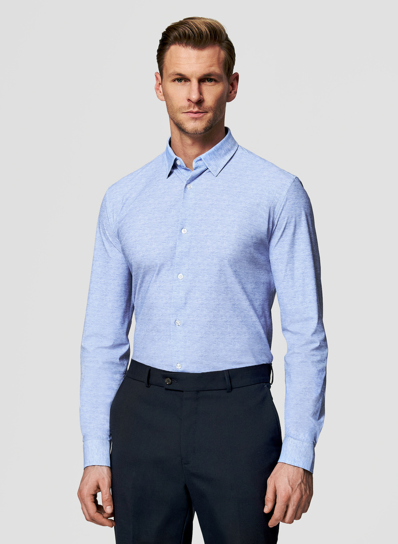 Dzianinowa koszula męska w kolorze niebieskim