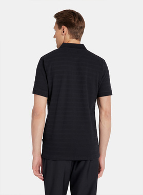 Granatowe bawełniane polo w prążki