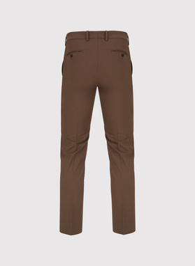 Gładkie brązowe spodnie garniturowe