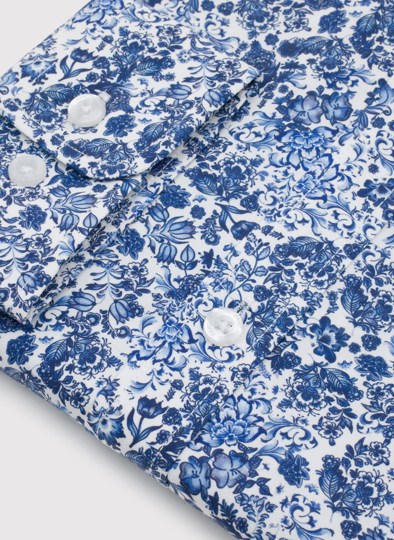 Koszula męska w niebieskie kwiaty