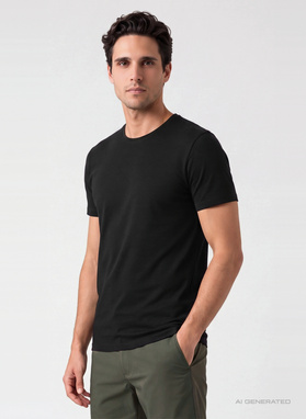Czarny gładki t-shirt męski