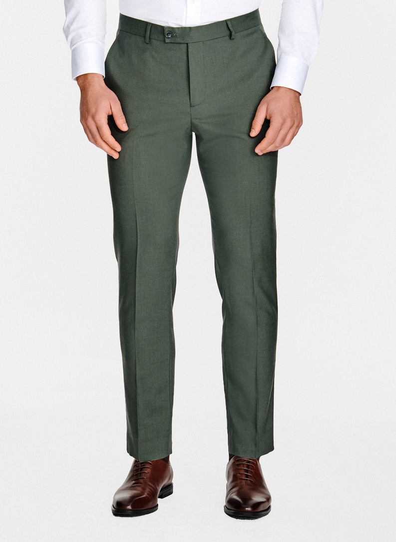 Zielony wełniany garnitur męski