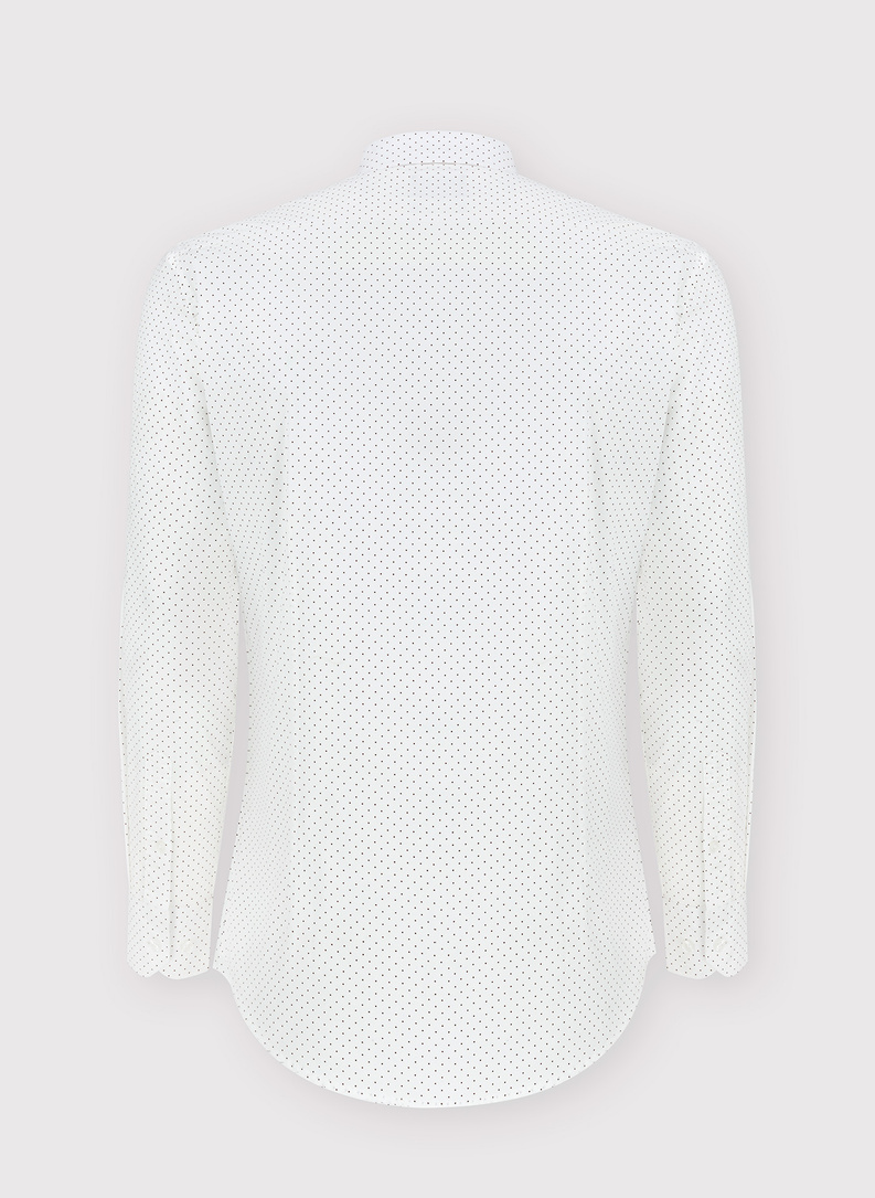 Biała koszula męska w brązowe kropki