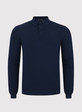 Bawełniany sweter polo w kolorze granatowym