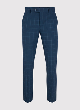 Garnitur w kolorze granatowym w kratę