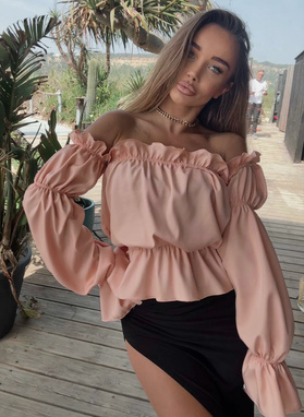 Bluzka hiszpanka MARBELA w kolorze łososiowym