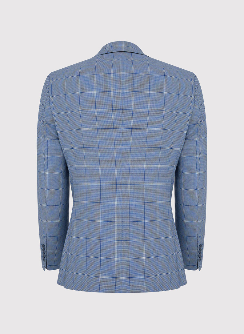 Niebieski garnitur męski w kratkę