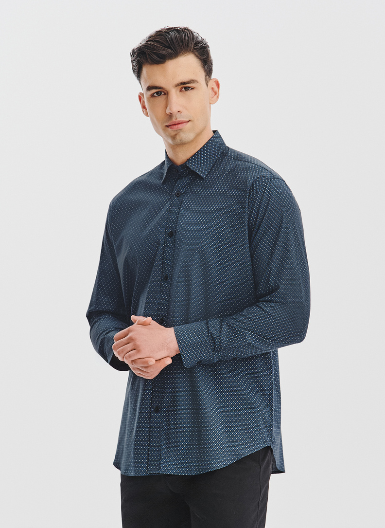 Czarna koszula męska wzór geometryczny