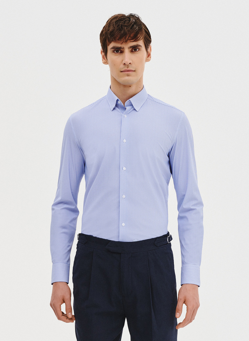 Dzianinowa koszula męska w pepitkę