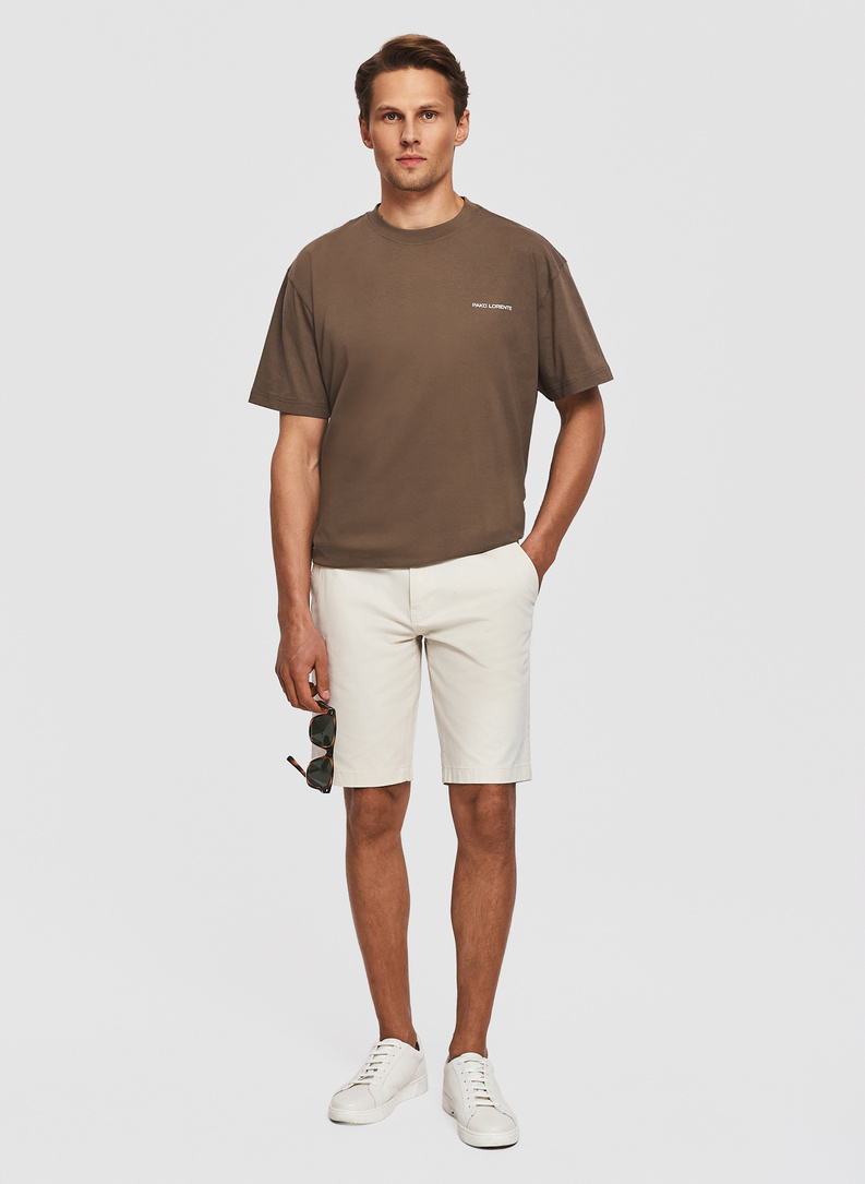 Bawełniany t-shirt oversize w kolorze brązowym