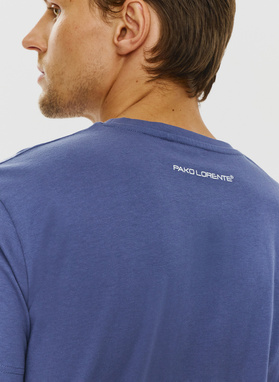 Bawełniany granatowy t-shirt z okrągłym dekoltem