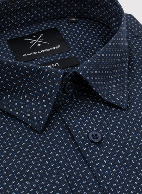 Granatowa koszula męska w mikrowzór