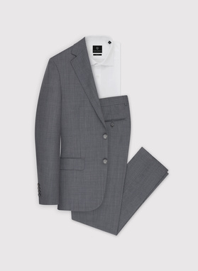 Dwuczęściowy gładki garnitur męski w kolorze szarym