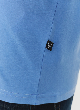 Bawełniany niebieski t-shirt z okrągłym dekoltem