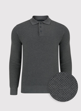 Szary sweter męski z kołnierzykiem