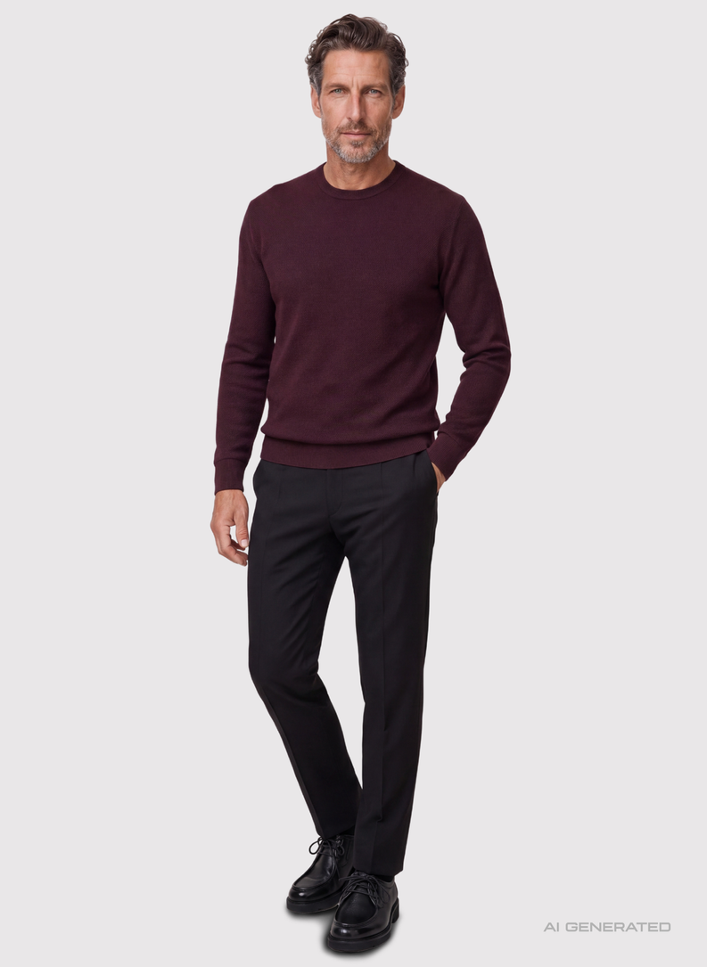 Śliwkowy sweter męski o-neck