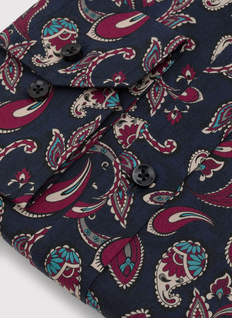 Granatowa koszula w paisley