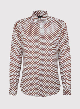 Casualowa koszula męska w brązowy wzór