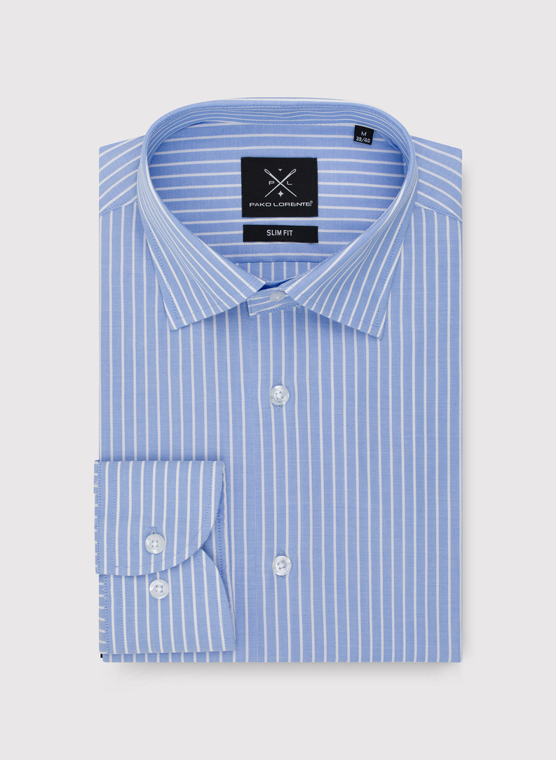 Błękitna koszula męska w paski