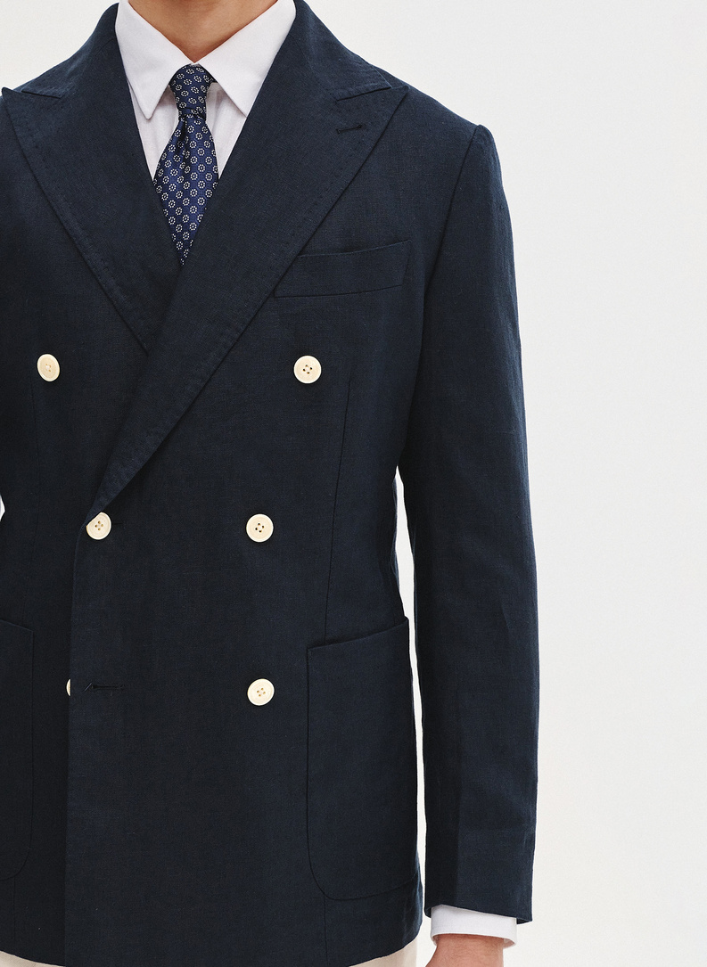 Lniana marynarka dwurzędowa