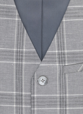 Szara kamizelka jednorzędowa w kratę