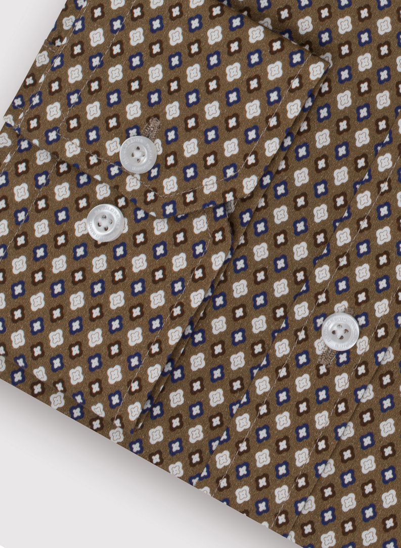 Brązowa męska koszula w mikrowzór