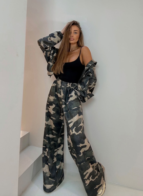 Komplet moro MIJAS szerokie spodnie i bluza oversize