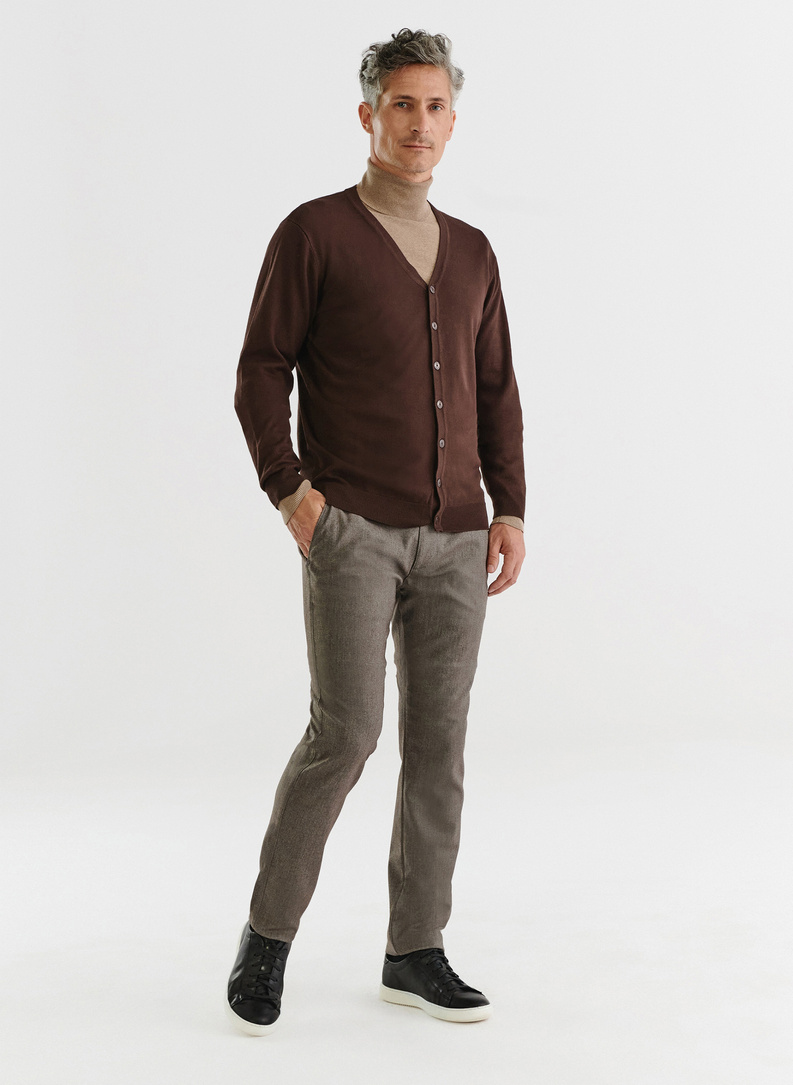 Męski kardigan w kolorze brązowym