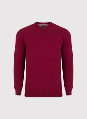 Czerwony męski sweter w serek