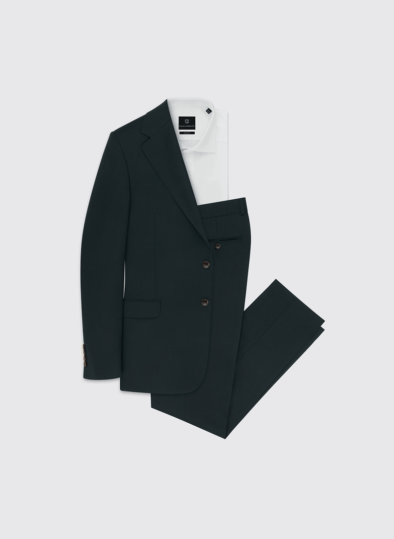 Wełniany zielony garnitur męski